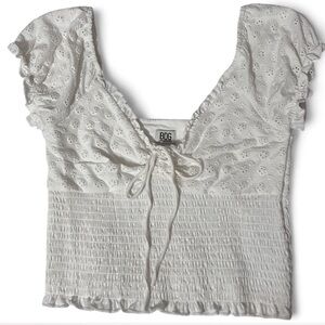 Urban Outfitters BDG white eyelet crop top with tie front detail